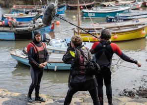 Jonathan Pie doesn't like his wet suit. Working as sound recordist on Pie Net Zero for Spanner Films