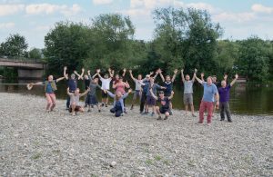 The Rivercide Crew 22/10/2021 working as a sound recordist on a live Youtube documentary about pollution in the River Wye by Spanner Films